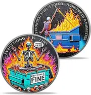 Double Sided Dumpster Fire Coin, Dumpster Fire Challenge Coin for Employee Appreciation Gifts, The Strongest Steel Dumpster Fire Coin Inspirational Appreciation Gifts for Employee Staff Coworker