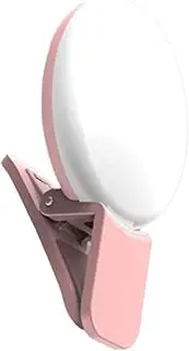 Mellisso Mobile Phone Fill Flash Lens Light Lamp Clip Three Stop Dimming Mini Practical 10 LED Selfie Ring Beauty,Pink