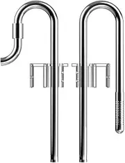 FZONE Stainless Steel Lily Pipe Inflow and Outflow Work with 16/22mm Filter Hoses, Ideal for Aquarium Plant Tanks, with Acrylic Pipe Fixer(16mm)