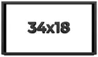 34x18 Shadow Box Frame Black | 1 inches Deep Real Wood Contemporary Shadowbox Di