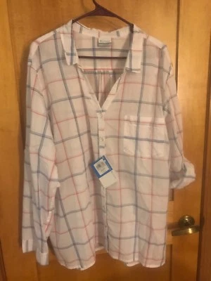 NWT Columbia Women's Wiley Mesa Long Sleeve Shirt - Blue sz 3XL - retail $75