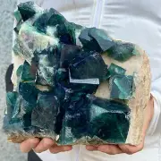 13.5lb NATURAL Green Cube FLUORITE Quartz Crystal Cluster Mineral Specimen