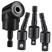 4-Piece Power Drill Sockets Adapter Sets,360°Rotatable 1/4" 3/8" 1/2" Impact