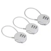 3Pcs Small Combination Lock 3 Digit Luggage Padlock with 4.7 Inch Wire Silver