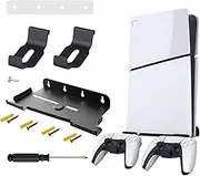 WnlahuWA 1 x Wall Mount for PS5 Console, Wall Mount PS5 Slim with Headphone Holder, PS5 Wall Mount (Disc/Digital Edition), PS5 Holder Wall Slim, Black, Black, Normal