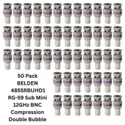 50 Pack BELDEN 4855RBUHD1 RG-59 Sub Mini 12GHz 4k BNC Compression Double Bubble