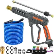 Pressure Washer Gun and Hose 3600 PSI, 50 FT Power Washer Hose, Extension Wand, 3/8" Swivel Quick Connector & M22-14mm Fitting, 30" Extension Wand & 7 Nozzle Tips