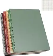 Yansanido Spiral Notebook, 4 Pcs B5 Thick Plastic Hardcover Graph Paper 4 Color 80 Sheets -160 Pages Journals for Study and Notes (Grid-4pcs Wine Red,Brown,Green,ivory, B5)
