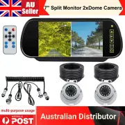 7"Split Monitor Caravan 2xWhite Dome RearView Camera 2ch Suzy Coil Trailer Cable