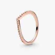 Pandora Silver 170 + Gold Plated Beaded Finished Wishbone Ring 186315-44, Size 3