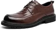 ZJSCNBE Leather Shoes Men's Business Formal Wear Men's Shoes First Layer Cowhide Derby Shoes Men's Leather Shoes Genuine Leather Wedding Shoes(Brown,41)