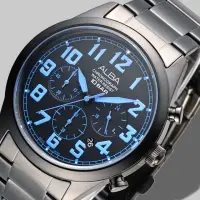 在飛比找momo購物網優惠-【ALBA】雅柏手錶 IP黑個性潮流三眼碼錶計時男錶-藍刻/