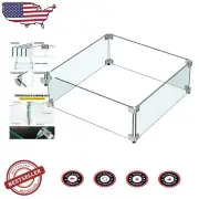 Sturdy 21"x21" Fire Pit Glass Wind Shield with Aluminum Brackets - Easy Install