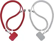 Universal Cell Phone Strap (2 Pack), Crossbody Phone Lanyards for Neck Adjustable Wrist Straps as Phone Grip Compatible with Most Phone Cases,Red Light Grey