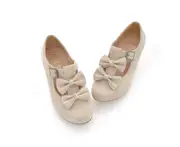 Amoretu Womans Low Heel Vintage Lolita Shoes Cute Bowknot Mary Jane Shoes-Beige