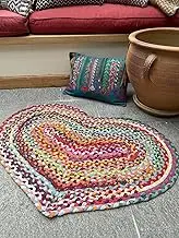 Heart Shaped Braided Rug Hand Woven with Multi Colour Recycled Fabric GoodWeave Certified