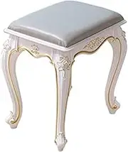 Footstool Dressing Table Vanity Table Upholstered Bench Chair Makeup Seat Baroque Piano Chair White (Color : Blue PU Leather Size : 26.5 x 37 x 43cm)