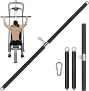 TOBWOLF 42 Inch Detachable LAT Pulldown Bar Attachment for Gym Cable Machine, 360º Rotating T-bar, Full Wrapped EVA Sponge Non-slip Handle, Double Hook Straight Bar for Pulley System Strength Training