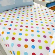 Sunny Rainbow Single Fitted Sheet & Pillowcase Set Children's Bedding Polka Dot