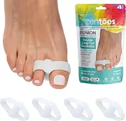 ZenToes Toe Separators with 2 Loops - Pack of 4 Soft Gel Bunion Correctors (White)