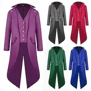 Vintage Punk Gothic Medieval Coat Tuxedo Tailcoat Vampire Plague Doctor Plus Size Solid Colored Men's Steampunk Adults' Coat