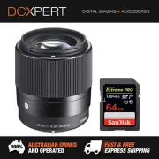 SIGMA 30MM F/1.4 DC DN CONTEMPORARY LENS FOR SONY E-MOUNT (4302965) + SD CARD