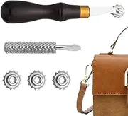 Leather Crafting Tools | Leathercraft Spacer Embossing System Set - Precision Handcraft Art Gear with Wooden Handle Portable for Marking, Punching