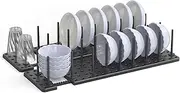 [DANCELF] Kitchen Cupboard Organization Drawer Organizer, Pegboard Tray for Dish Rack, Kitchen Organizer Plate Holder for Cabinets, Scalable Adjustment, 2Pc , Black