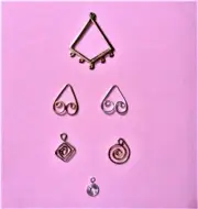 Silver + Gold Heart Shaped, Spiral Drops, Gold Triangular Chandelier Junk Drawer