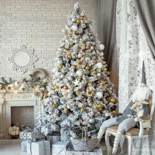 聖誕樹仿真白色落雪植絨樹1.8米植絨聖誕花環/2.1米/2.4米植絨樹