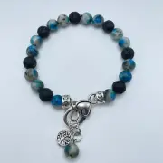 Tree of Life Lava K2 Jasper Crystal Bead Bracelet 8" Lobster Clasp Handmade
