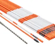 Driveway Markers, 30 PCS 121.5cm, 0.78cm Diameter, Orange Fiberglass Poles Snow Stakes with Reflective Tape, 30cm Steel Drill Bit & Protection Gloves for Parking Lots, Walkways Easy