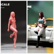 Scene Props 1/18 1/24 1/43 1/64 1/87 Girl Leaning On Car Toys Resin Figure Doll