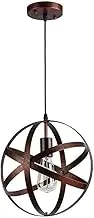 Industrial Pendant Lighting Ceiling Lamp with Adjustable Circle Frame Metal Shade E27(Rust Color)