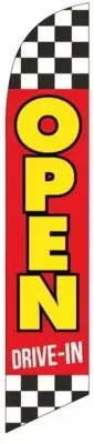 Open Drive-in (checkered) Feather Banner Swooper Flag - Replacement FLAG ONLY