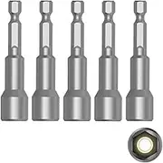 Power Nut Driver Set, 10mm Nut Driver Bits Sets 1/4" Hex Shank Magnetic with Quick Change Groove for Electric Hand Drill/Lithium Drill/Pneumatic Screwdriver/Impact Driver, Pack of 5