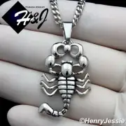 18-36"Stainless Steel 3mm Cuban Chain Silver/Black Plated Scorpion Pendant*P97