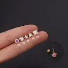 Colorful Crystal Gem Tragus Helix Cartilage Stud Bar Earring Upper Ear Piercing