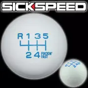 WHITE/BLUE FING FAST SHIFT KNOB FOR 6 SPEED SHORT THROW SHIFTER 10X1.5 K14