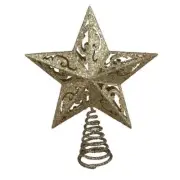 8 Inch Gold Glittered Star Tree Topper Traditional Holiday Decoration