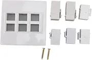 6 Port Multimedia Wall Plate 5Gbps 4K 60HZ HD Multimedia Interface Cat6 RJ45 USB3.0 Combo Wall Plate Panel,for All Network Cable Interface Devices