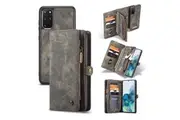 CaseMe For Samsung Galaxy S20+ /S20 Plus Zipper & Detachable Retro Leather Pouch Wallet Flip Purse Bag Detachable Phone Case Cover (Black)