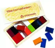 Stockmar Beeswax 16 Block Crayons in Wooden Storage Case NEW- Waldorf Education