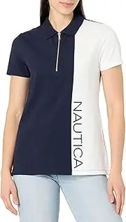 [NAUTICA] Women's Short Sleeve 1/4 Zip Placket Polo