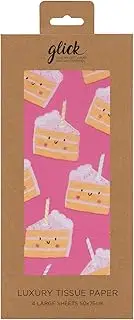 Glick 4 Sheets of Cakey Pink Tissue Paper. Each Sheet Measures 75 x 50cms When Opened and is Suitable for Birthdays & Other Celebrations