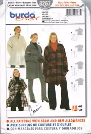 OOP Burda 8267 Jacket Very Loose Sewing Pattern Misses Size 16 to 34