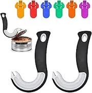 2 Pcs Ring Pull Can Opener Set, Arthritis Aids Tin Opener with 6 Pcs Manual Easy Can Opener, J Shaped Portable Jar Opener for Weak Hands Tin Openers That Work (Multicolour)