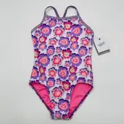 Dolfin Uglies Youth Girls Size 14 Floral Print One Piece Swimsuit DS9510 2509