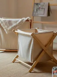 在飛比找松果購物優惠-中式風格布藝可摺疊髒衣籃 臥室浴室衣物收納籃 (7.6折)
