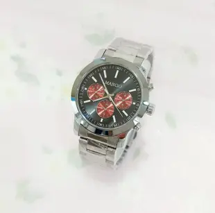 ＊迪奧小店＊MANGO三圈紅眼功能女錶男錶手錶鋼錶39mm/中性風格/星期24小時日期/藍寶石水晶/特價/經典黑